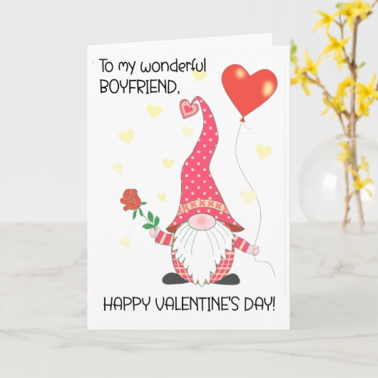 Voor Boyfriend Valentijns's Schattigee Gnome met R Kaart (Gele Bloem)