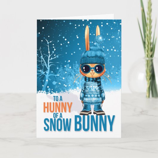 voor Boys Cute Blue Kerstmis Snowbunny Feestdagen Kaart (Voorkant)
