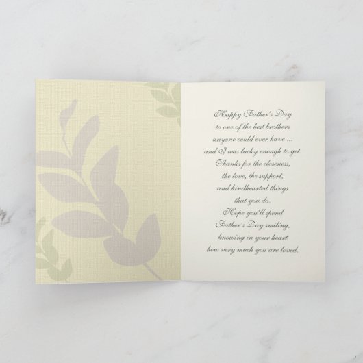 Voor Broeder op Vaderdag. Elegant Leaf Pattern Kaart (Binnen)