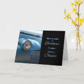 voor Broer Blue Classic Car Thed Birthday Kaart (Gele Bloem)
