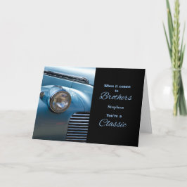 voor Broer Blue Classic Car Thed Birthday Kaart