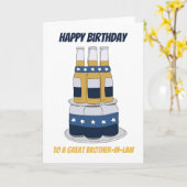 Voor Broer in Law Fun Beer Cake Birthday Kaart (Gele Bloem)