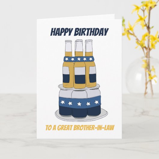Voor Broer in Law Fun Beer Cake Birthday Kaart (Gele Bloem)