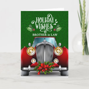 voor Broer in Law Red Classic Car Kerstmis Feestdagen Kaart