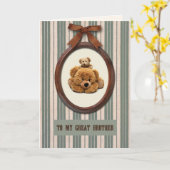 Voor Broer op Vaderdag Leuke Teddyberen Kaart (Gele Bloem)