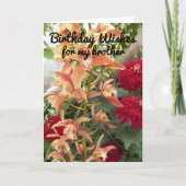 Voor Broer Orchids en Red Mums Floral Birthday Kaart (Voorkant)