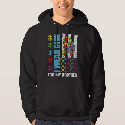 Voor Broer Puzzle Flag Special Autisme Awareness Hoodie (Voorkant)