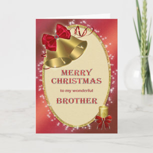 Voor broer, traditionele kerstkaart feestdagen kaart