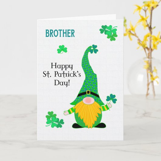 Voor Brother St Patrick's Fun Leprechaun Kaart (Gele Bloem)