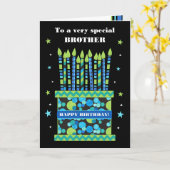 Voor Brother Verjaardagstaart met Kaarsen Kaart (Gele Bloem)