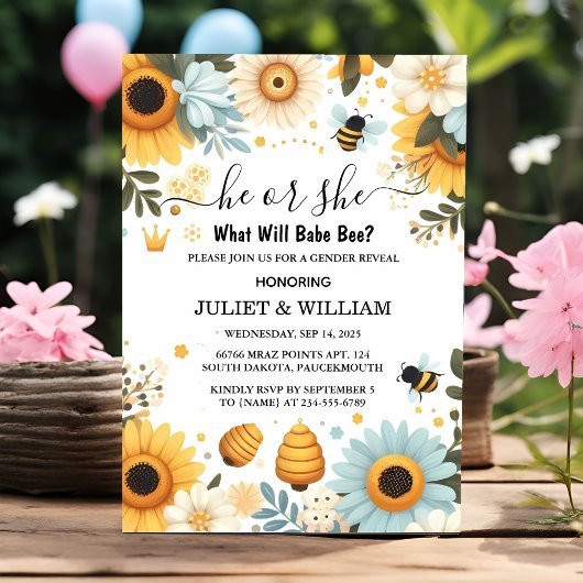 Voor Bug Daisy Bloom Rustic Busy Bee Gender Reveal Kaart