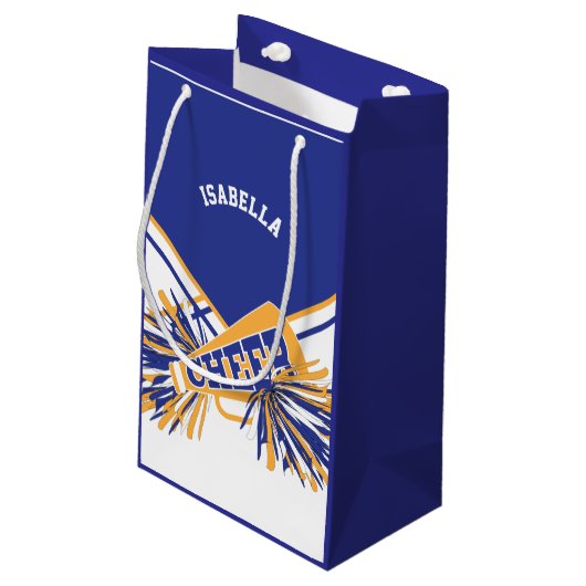 Voor Cheerleaders - White, Blue en Gold Klein Cadeauzakje (Achterkant Gekanteld)