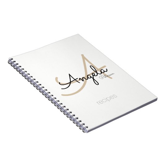 Voor Chef Recepten Een Modern Monogrammed Wit Notitieboek (Rechterzijde)