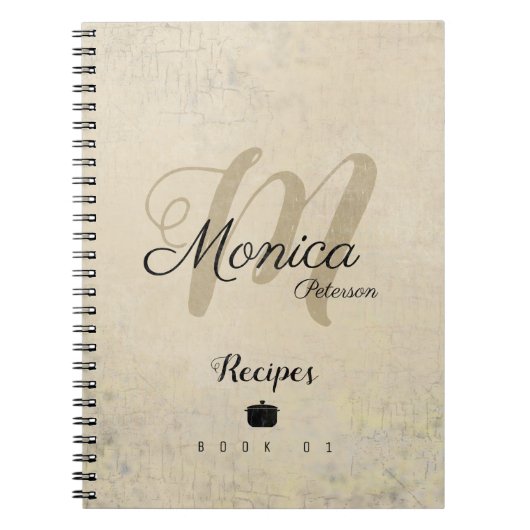 Voor Chef Recepten een stijlvol monogram op beige Notitieboek (Voorkant)