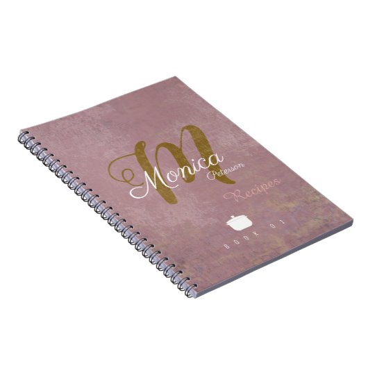 Voor chef recepten een stijlvol monogram op stoffi notitieboek (Rechterzijde)