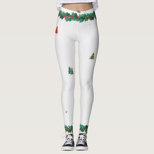 VOOR CHRISTMAS AFDRUKTE HOLLY-Leggings Leggings (Voorkant)