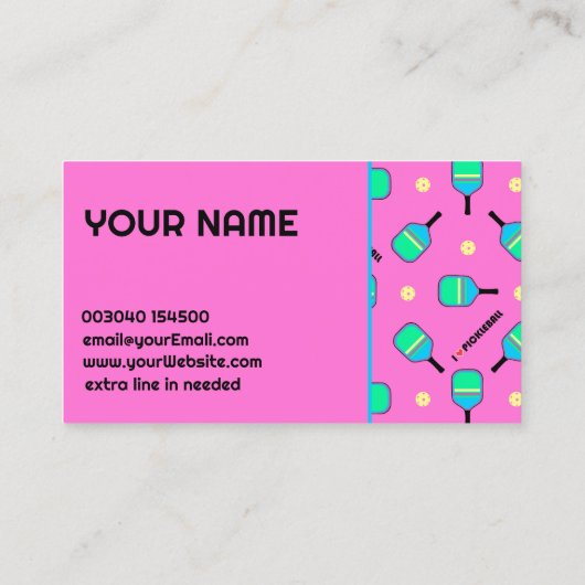 Voor Coach Pickleball pastel hou ik van Pickleball Visitekaartje (Achterkant)