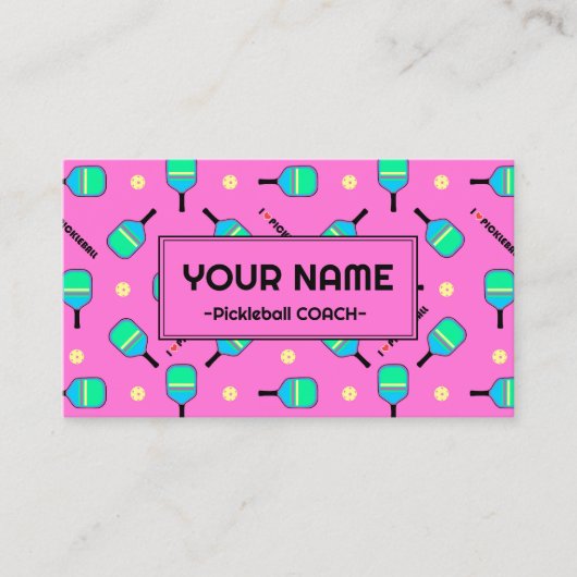 Voor Coach Pickleball pastel hou ik van Pickleball Visitekaartje (Voorkant)