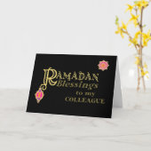 Voor Colleague Ramadan Blessings Gold op Black Kaart (Gele Bloem)