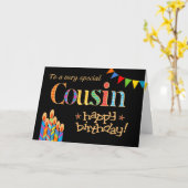 Voor Cousin Chic Candles, Bunting Verjaardag Kaart (Gele Bloem)