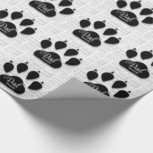 voor DAD Black Dog Paw op Wof Background Cadeaupapier (Hoek)
