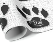 voor DAD Black Dog Paw op Wof Background Cadeaupapier (Rol Hoek)