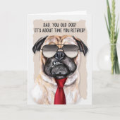 voor DAD Retirement Funny Pug Dog Red Necktie Kaart (Voorkant)