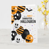 voor Daughter Balloons Polka Dots Halloween Kaart (Gele Bloem)