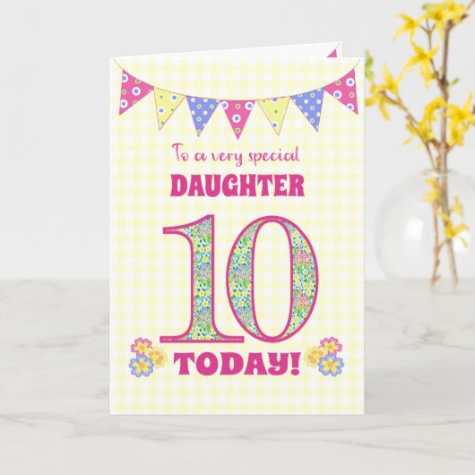 Voor de 10e verjaardag van Dochtere primroses Bunt Kaart (Gele Bloem)