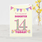 Voor de 14e verjaardag van Dochtere primroses Bunt Kaart (Gele Bloem)