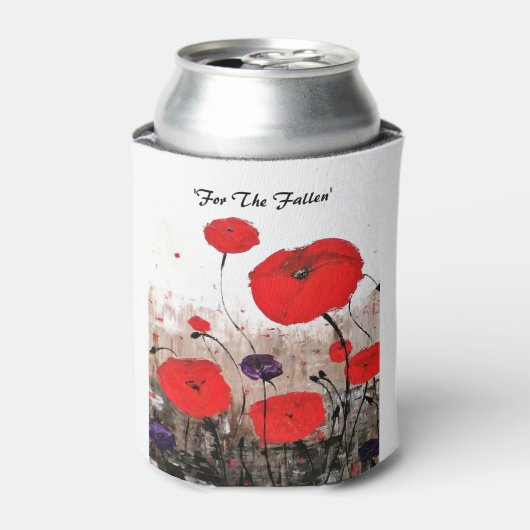 "Voor de allen" (rood papaverontwerp) Blikjeskoeler (Blikje Voorkant)