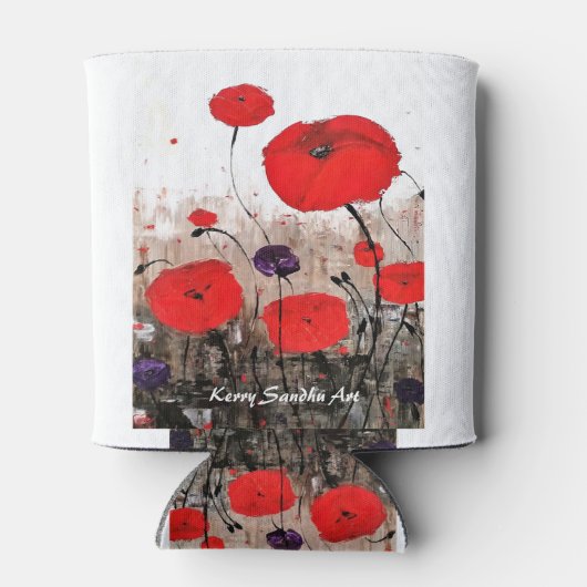 "Voor de allen" (rood papaverontwerp) Blikjeskoeler (Achterkant)