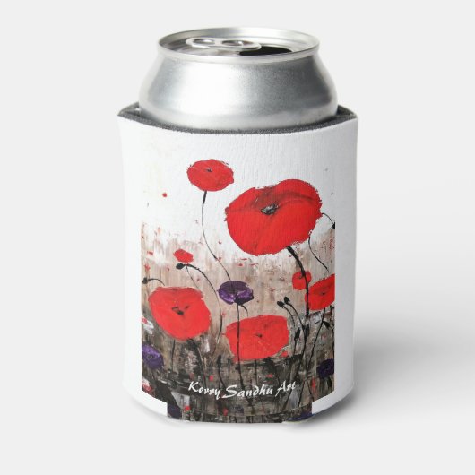 "Voor de allen" (rood papaverontwerp) Blikjeskoeler (Blikje Achterkant)