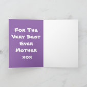 'Voor de allerbeste moeder ooit' Mauve Moederdag Kaart (Binnen)