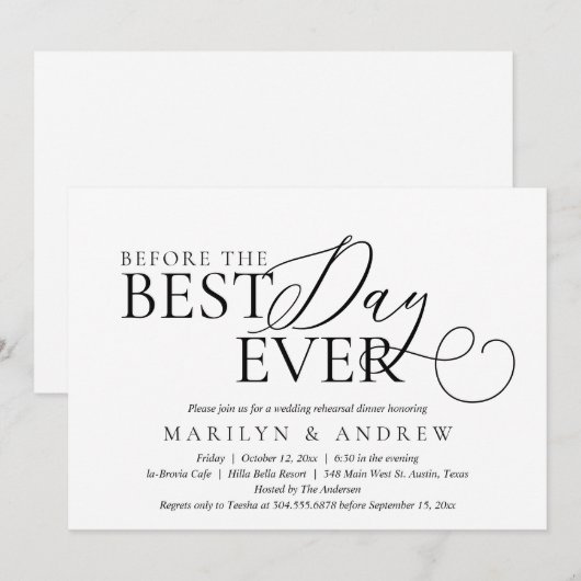 Voor de beste dag ooit, het eten van de repetitie  kaart (Voorkant / Achterkant)