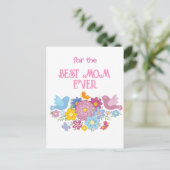 Voor de beste moeder ooit bloemen en vlinders, vog briefkaart (Staand voorkant)