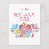 Voor de beste moeder ooit bloemen en vlinders, vog briefkaart (Voorkant)
