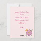 Voor de beste moeder ooit bloemen en vlinders, vog feestdagenkaart (Achterkant)