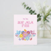 Voor de beste moeder ooit bloemen en vlinders, vog feestdagenkaart (Staand voorkant)