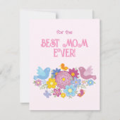 Voor de beste moeder ooit bloemen en vlinders, vog feestdagenkaart (Voorkant)