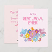 Voor de beste moeder ooit bloemen en vlinders, vog feestdagenkaart (Voorkant / Achterkant)