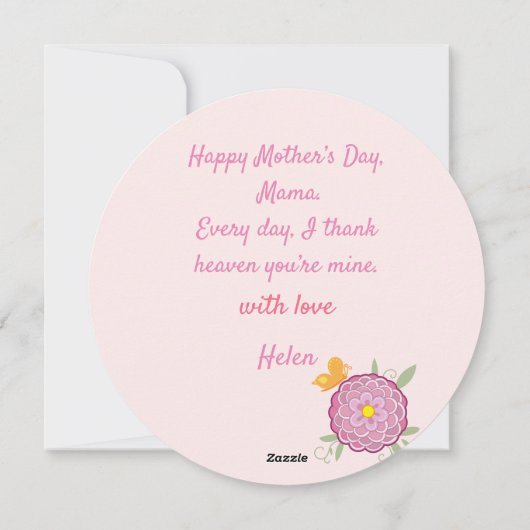 Voor de beste moeder ooit bloemen en vlinders, vog feestdagenkaart (Achterkant)