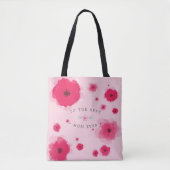 Voor de Beste Moeder Ooit Roze Bloemige Moederdag Tote Bag (Voorkant)