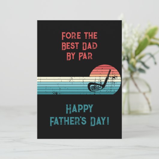 Voor de Beste Pap By Par Funny Golf Theme Feestdagenkaart (Staand voorkant)