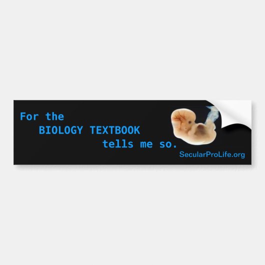 Voor de biologie vertelt het boek me dat. bumpersticker (Voorkant)