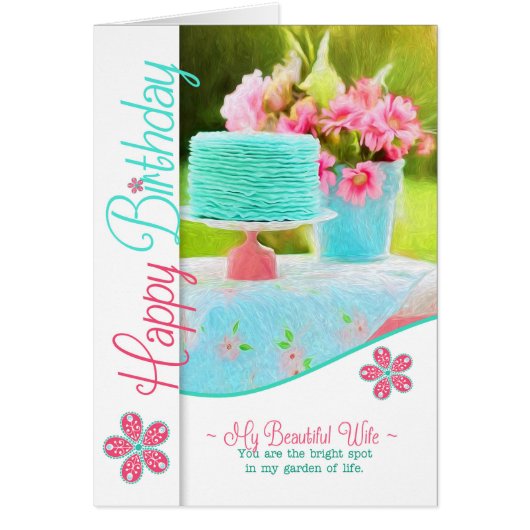 voor de Birthday Blue en Pink Cake and Garden (Voorkant)