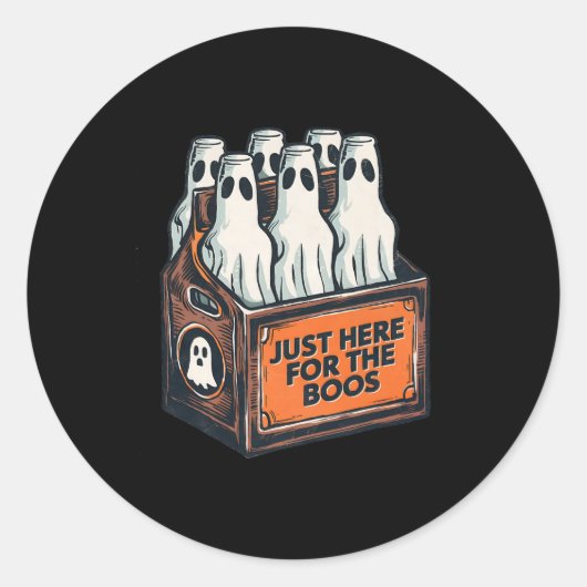 Voor de Boos Halloween 6 Pack Booze Ghost Beer Bot Ronde Sticker (Voorkant)