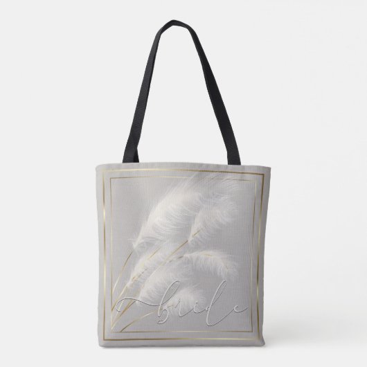 Voor de Bride Ivory Pampas Grass Tote Bag (Achterkant)