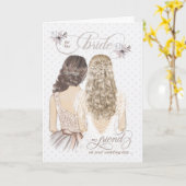 voor de Bride van Friend op haar trouwdag Taupe Kaart (Gele Bloem)