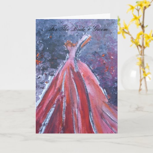 Voor de Bruid & de Bruidegom (Rode Kleding) Kaart (Gele Bloem)